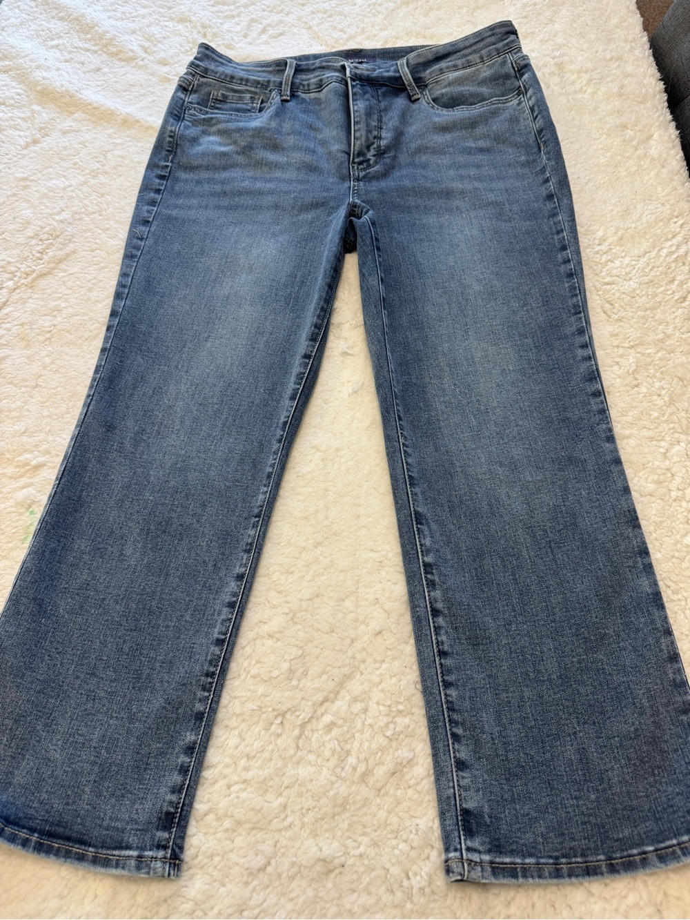 NYDJ Wide-Leg Flare Jeans in Medium Blue Wash
